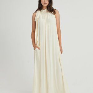 Something Navy Tie Neck Maxi Dress Ivory Org.$195